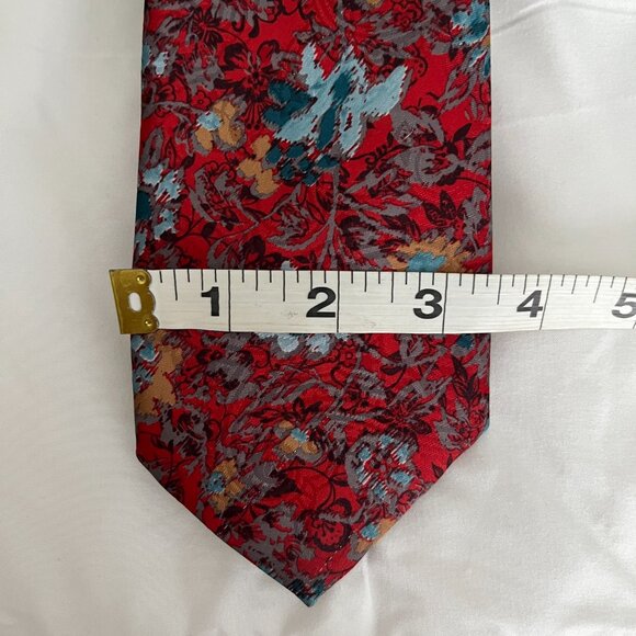 Envoy Limited Edition Men Necktie Red, Blue, Grey Abstract Floral Print Tie - Picture 2 of 4